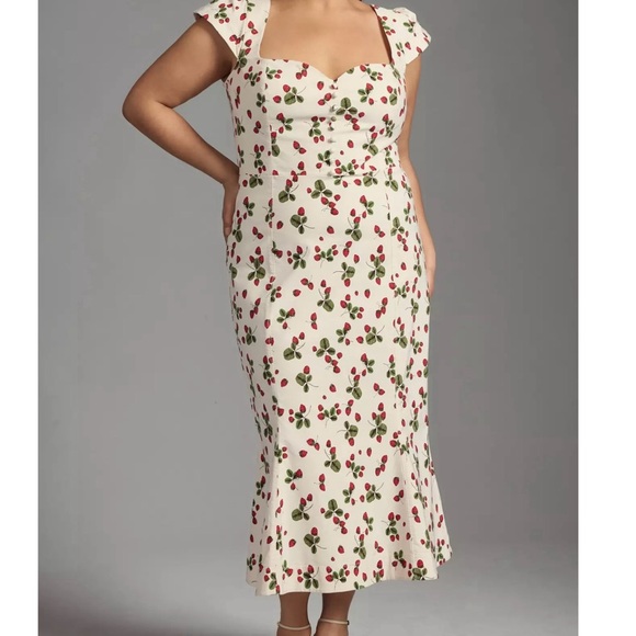 Anthropologie Dresses & Skirts - Anthropologie Cecily Dress Strawberry Strawberries Midi Dress Sweetheart 2X